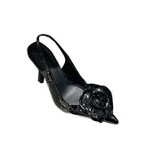 Flower Embellished High Heel Sandals